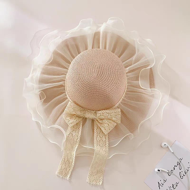 Spitzen Schleife Großer Rand Strohhut Neuer Strand Sonnenhut Damen Schöner Sonnenhut
