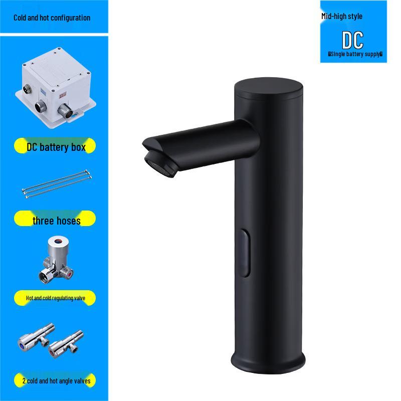 TLXT Black Automatic Hot & Cold Induction Faucet Set