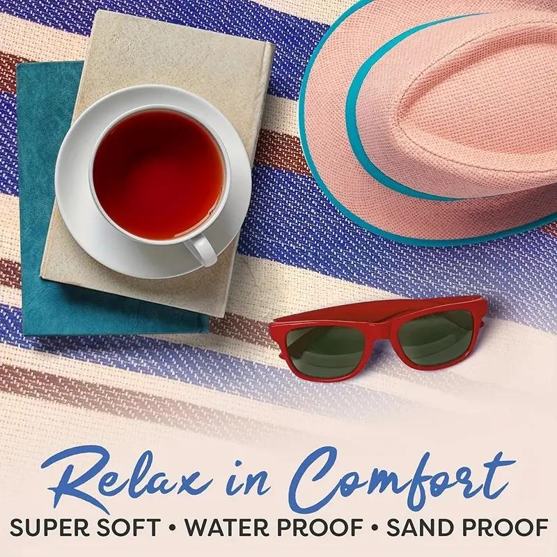 1pc Large Dual-Layer Nylon Picnic Blanket, Spring Summer Outdoor Handy Mat With Carry Handle, Ideal For Beach And Camping