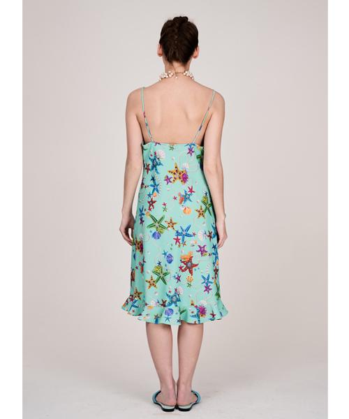 GREEDILOUS Ocean Pearl Print Ruffle Dress