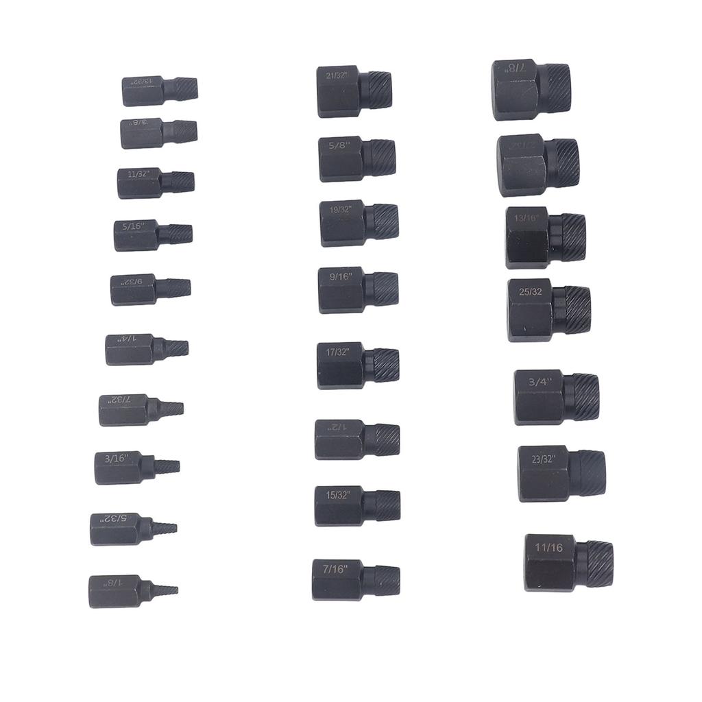 25 buc. Extractor de șuruburi din oțel Cr-Mo, cap hexagonal, rupt și deteriorat, set de îndepărtare a știfturilor pentru reparare