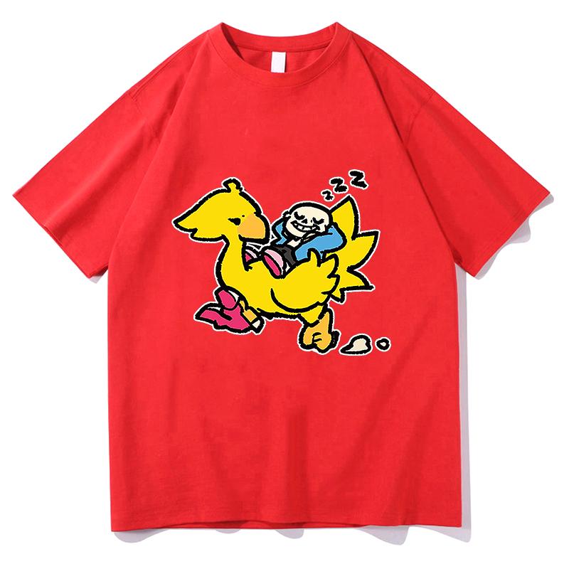 Sans and Chocobo Graphic T-shirts Unisex Fashion Cotton Tshirts Unisex Streetwear Hip Hop Cotton Loose Men/Women T Shirt Clothes