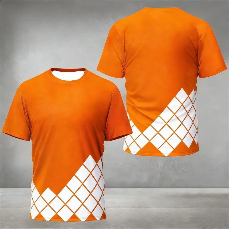 Simple Geometric Graphic Training T Shirts For Men Summer Fashion Outdoor Running Badminton T-shirts Loose Breathable Sports Tee