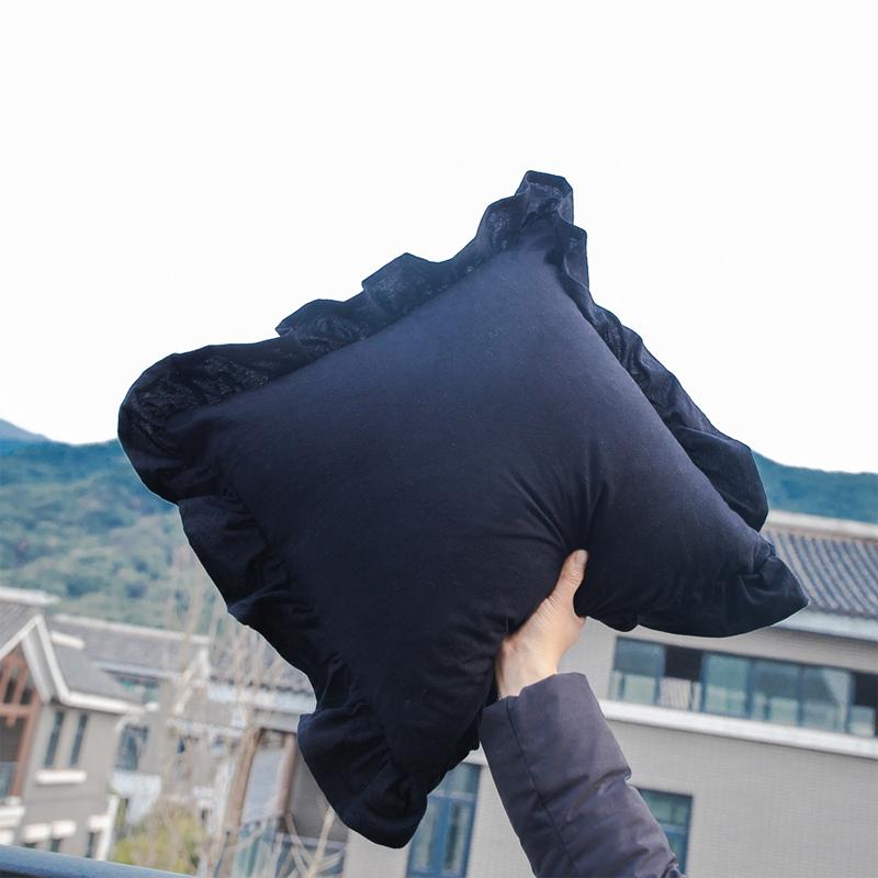 

Ins Wind Ruffle Подушка Чехол Однотонные наволочки Хлопок Диван Машина Дом Декоративная Подушка Чехол Украшение Принцессы Девочки Комната 45cmX45cm