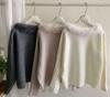 Elegant Long-Sleeve Ribbed Knit Sweater - Retro, Loose-Fit for Autumn/Winter