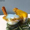 Green Leaf Ceramic Fruit Plate Painted Birds Decorative Trays Snacks Nuts Plate Dinner Table Fruits Bowl Candy Storage Tray
