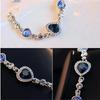 Women Ocean Blue Crystal Rhinestone Heart Bangle Bracelet