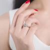 1/2Pcs Couple Rings Square Mens Open Ring Twisted Heart Womens Adjustable Silver Plated Shiny Zircon Rings For Valentines Gift