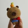 Cute Capybara Police Doll Crochet Keychains For Car Keys Pendant Handmaking Knitting Cartoon Kapibala Doll Keyrings Accessories