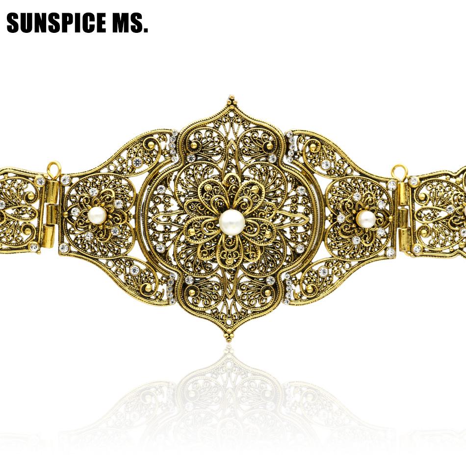 Caucasus Women Dress Belt Metal Waist Chain Adjustable Length Crystal Slavic Bridal Wedding Jewelry Caftan Robe Belt