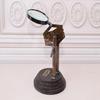 Brass Adjustable Magnifier Harmonica Style, Wood Base Table Top Home Office Decor