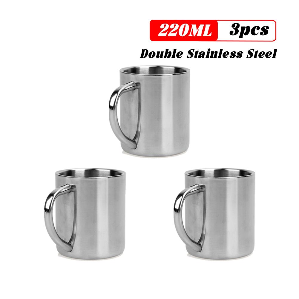 220ML Stailess Steel Mug Coffee Cup Camping Mug Metal Coffee Tea Cup Mug Portable Milk Tea Cup Tumbler Water Mug Drinking Cup