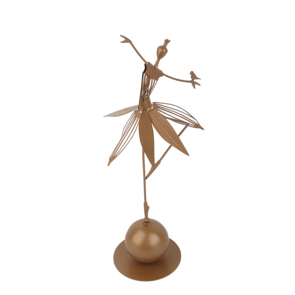Ballerina Figurine Elegant Lines Gold Color Stable Base Strong Metal Ballet Dancer Sculpture for