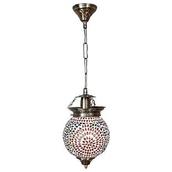 Handcrafted Glass Hanging Lamp for Home Bar Restaurant Cafe Decoration (Medium, Multicolour)