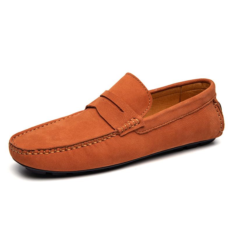 Men s Large Size 45 Genuine Leather Slip-On Driving Loafers with Soft Sole 38 коричневой замши