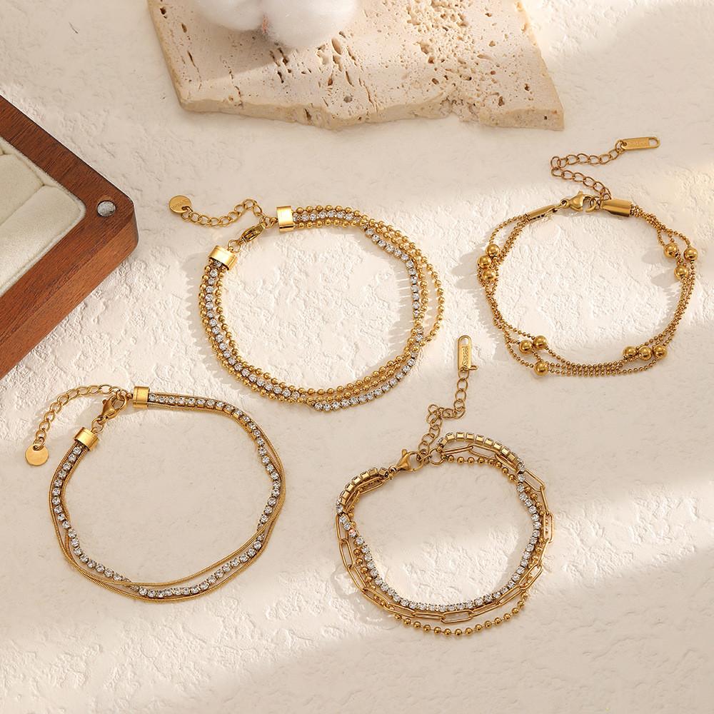 Fashionable Inspired Stainless Steel Multilayer Geometric Hand Chain For Women