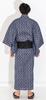 KYOETSU Yukata Set and Waist Checkered Pattern x Navy Blue Men's 3-Piece (Yukata, One-Touch Obi, Cord) (M, C-18. (One-Touch Obi, Black))