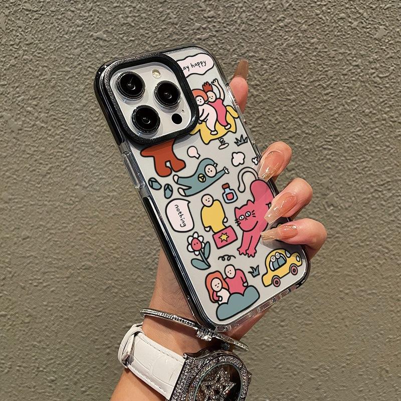 Creative Graffiti Cartoon iPhone16 Mobile Phone Case Apple 13promax Xiaohongshu Same 11 Silicone Protective Case