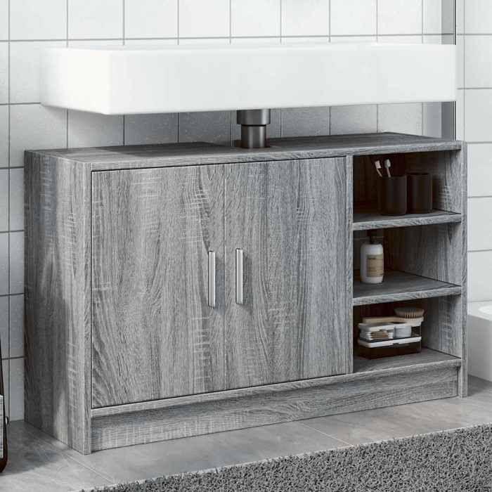 VidaXL Sink Cabinet Sonoma Grey 90x29x55 Cm Engineered Wood, Bathroom Cabinet, Storage Cabinet Room 848127