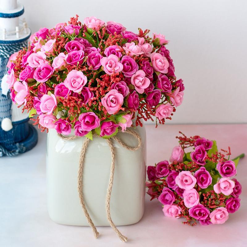 Bouquet Artificial Flowers Künstliche Blumen Decoration Simulation Dekoration Strauß Wedding Wire Floral Fälschung
