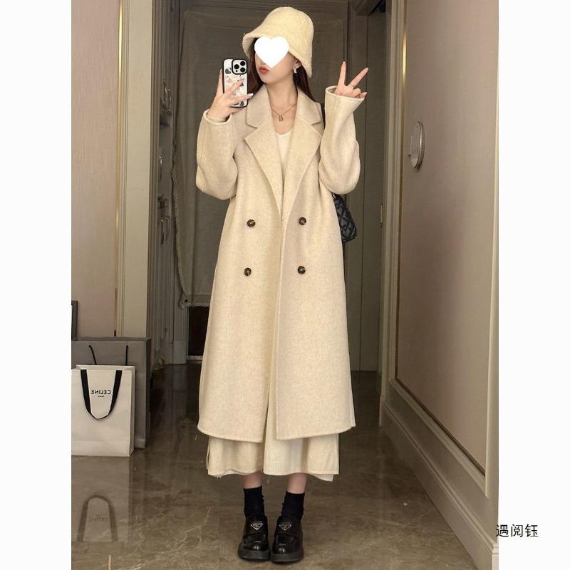 woolen coat down jacket down liner duck down medium and long, new thickened woolen coat for women in autumn and winter