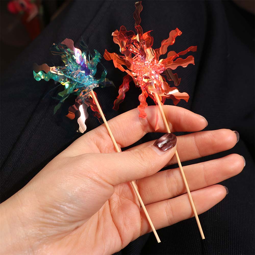 10 pieces Colorful Foil Firework Cupcake Toppers Fireworks Tassels Cake Plugin  DIY Baking