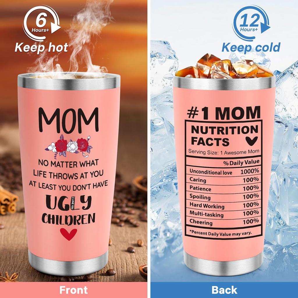 Mom Tumbler Cup Mothers Day Birthday Gifts for Mom from Daughter Son, Best Mom Ever Gifts, Mother Mama Funny Mom Gifts, Bonus Mom Stepmom Mom Mother