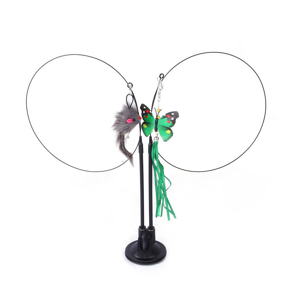 Cat Toys Simulation Bird Interactive Sucker Feather Bird with Bell Cat Stick Toy for Kitten Playing Teaser Wand Toy Cat Supplies