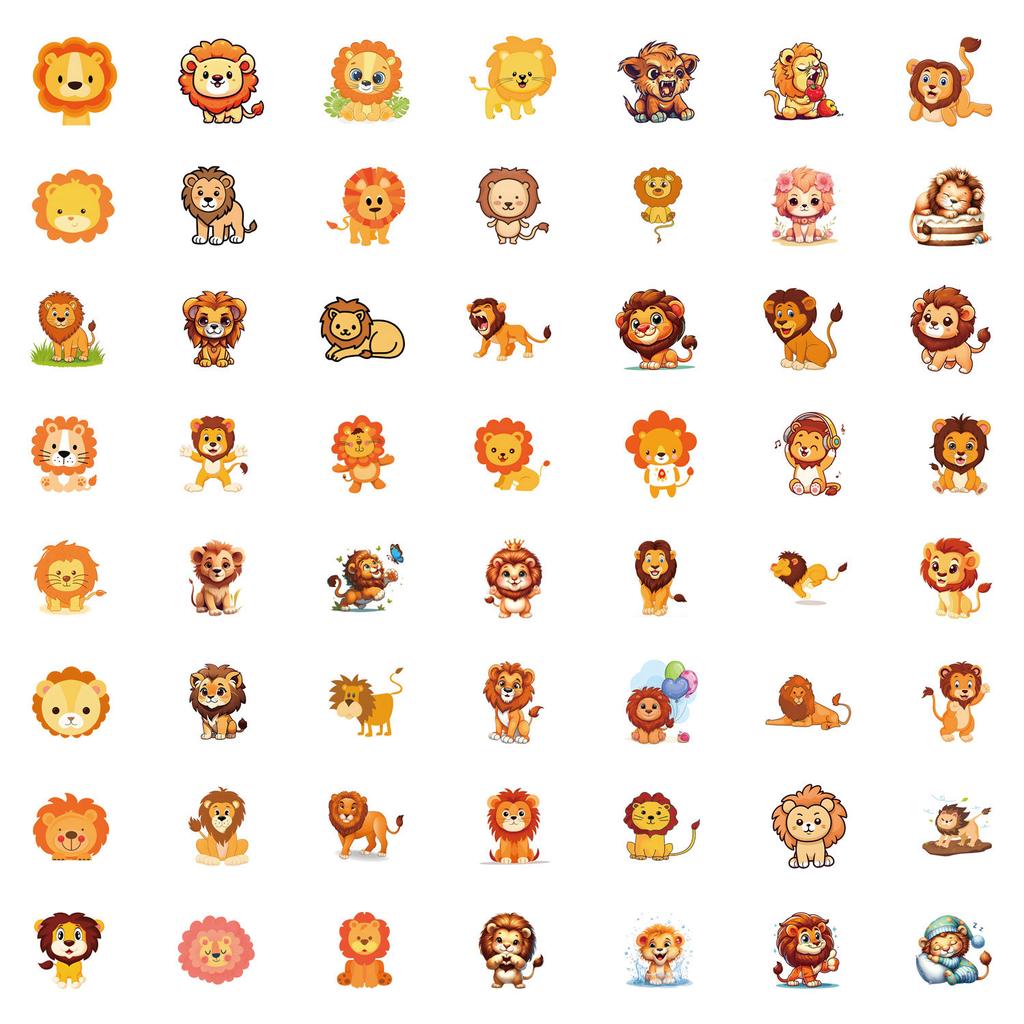 55 Cartoon Löwe Neuer Stil Graffiti Aufkleber Dekorative Roller Wasserbecher Helm Wasserdichte Aufkleber