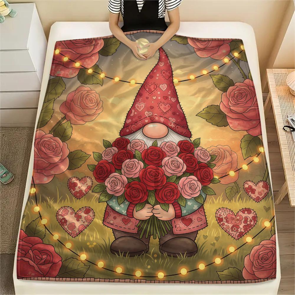 1 Stück Valentinstag Druck Flanelldecke, Hohe Qualität, Bequem für Alle Jahreszeiten, Heimdekoration, Perfekt für Weihnachten, Geburtstagsgeschenk