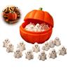 Halloween Table Decor Pumpkin Bucket with Mini Ghosts, Candy Bowl, Cute Ghost Decorative Storage Box Figurines, Party Snack Holder for Farmhouse Home