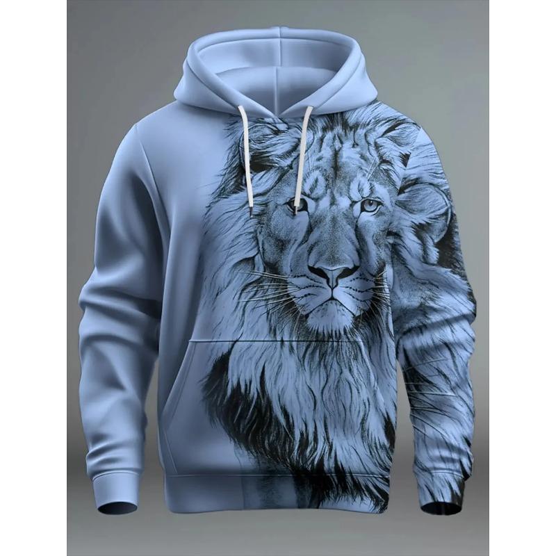 Animal Lion Pattern 3D Printed Men's Hoodie Spring and Autumn Casual Long Sleeve Hoodie Street Loose Sweatshirts Men's Tops