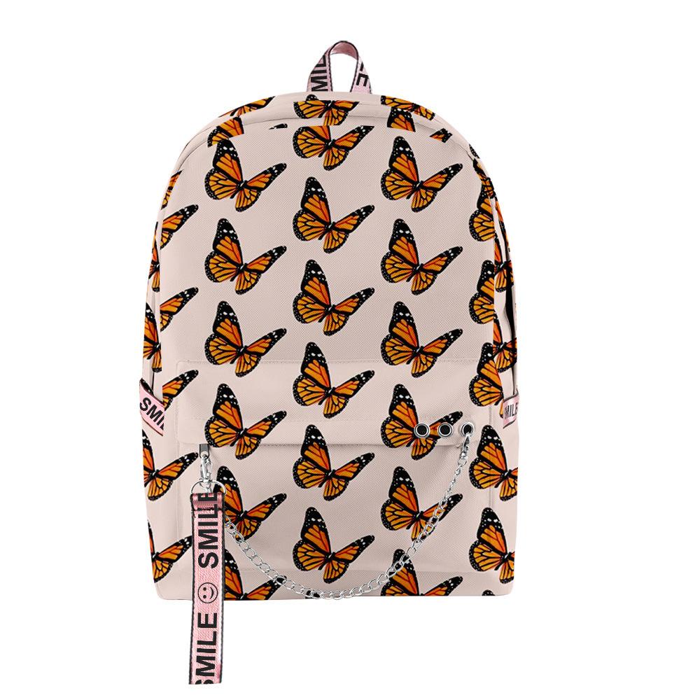 Cartoon Youthful School Bags Unisex Funny Butterfly Travel Bags 3D Print Oxford Waterproof Notebook Shoulder Backpacks