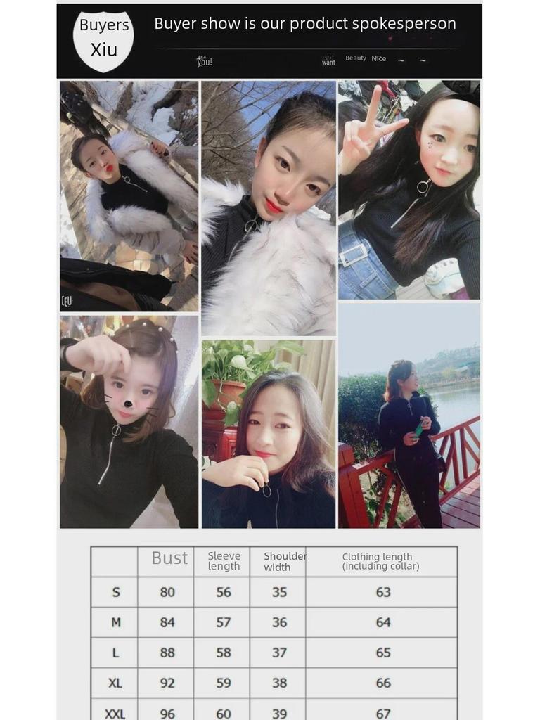 Women's Knitted Bottoming Shirt: Soft Half-High Collar, Short Tight-Fit, Ring Zipper, Thick Long-Sleeve Sweater for Autumn/Winter.