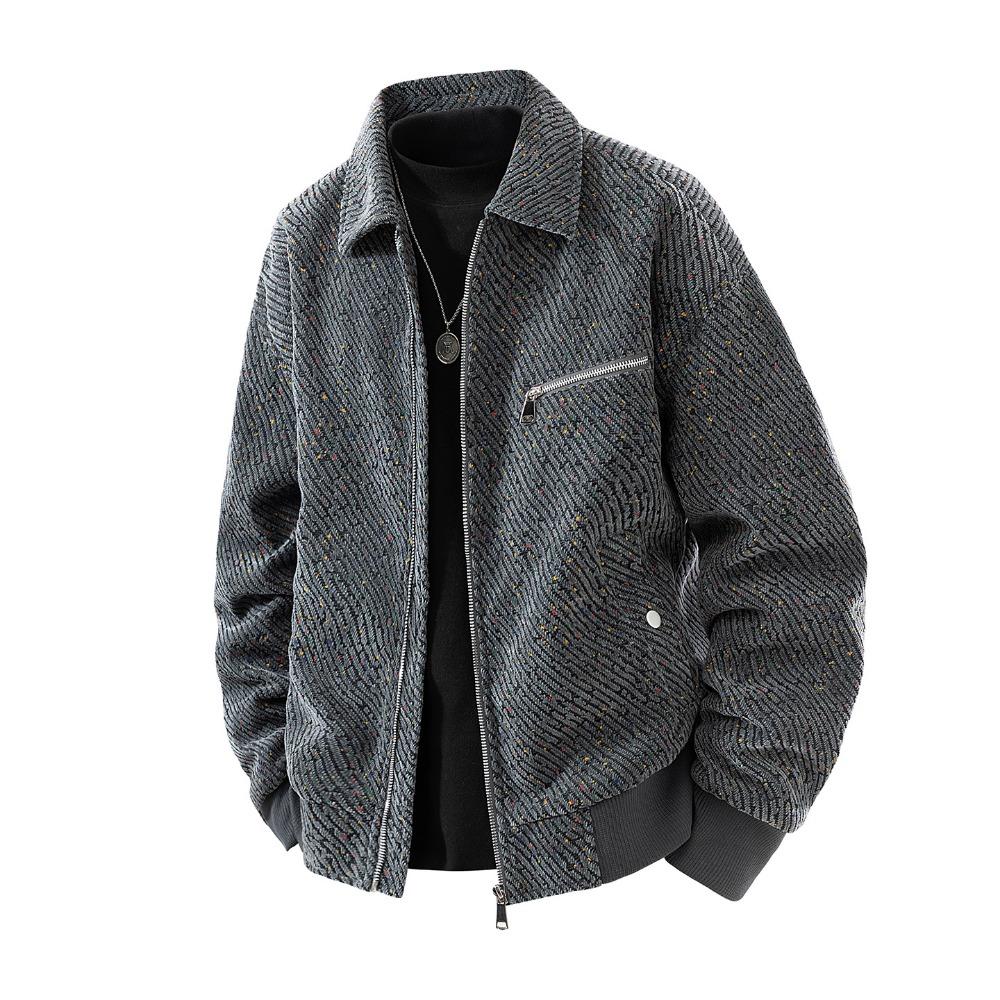 Autumn and Winter Vintage Workwear Coat for Men Lapel Collar Black Starry Youth Trendy Fashion Versatile High-quality Jacket
