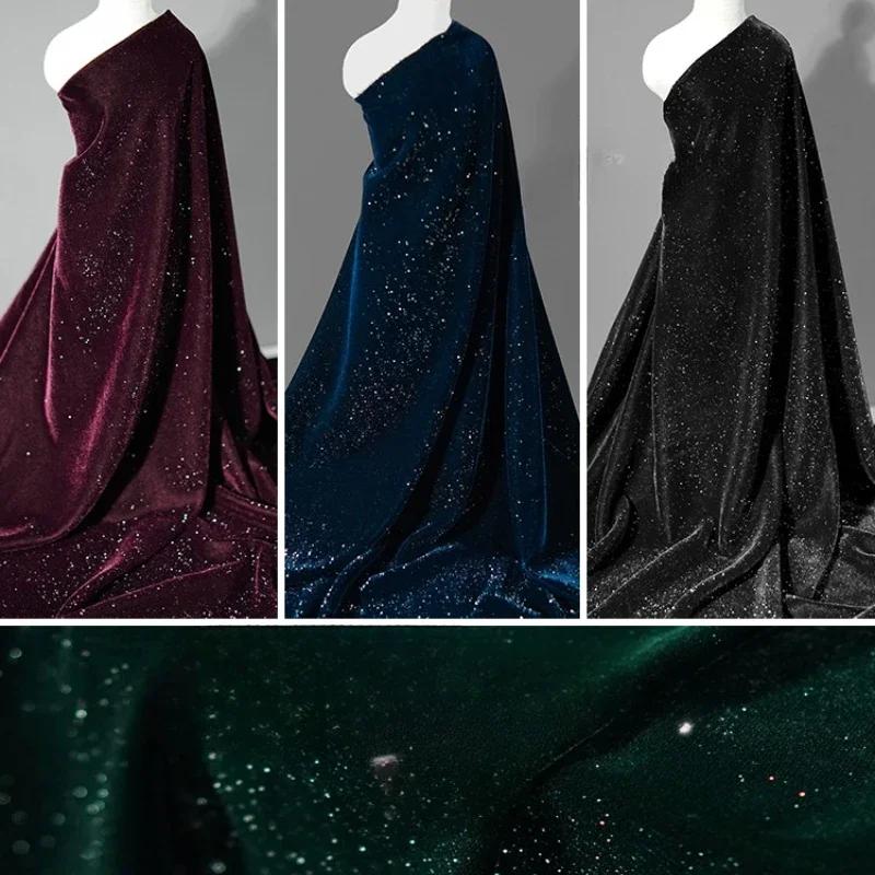 100x140cm Diamond Glitter Velvet Starry Fabric for Sewing Dresses Soft and Smooth Woven Non Elastic by Half Meter