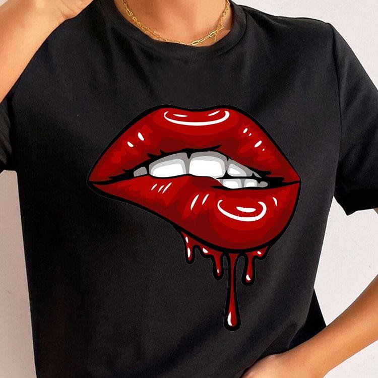 New Fashion Women T Shirt Leopard Lip Print T-Shirt T-Shirt Short Sleeve Tops Female Ladies Summer Tee Shirts Streetwear