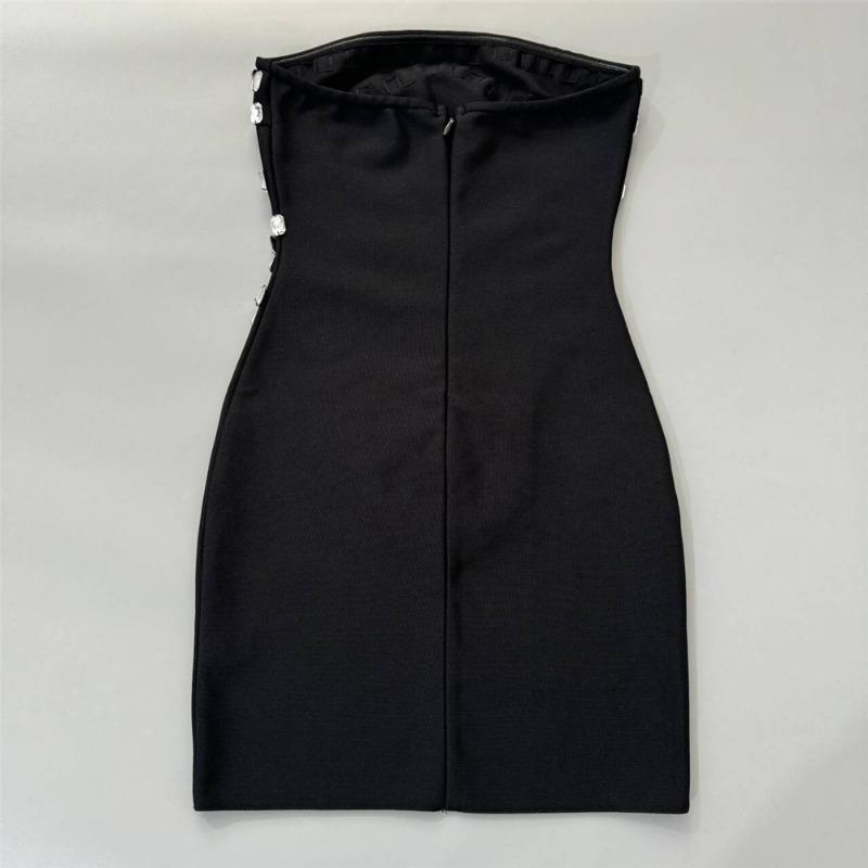 New Heavy Industry Party Dinner Bandage Dress Rhinestone Personality Bandeau Dress Sexy Tight Women's Cross