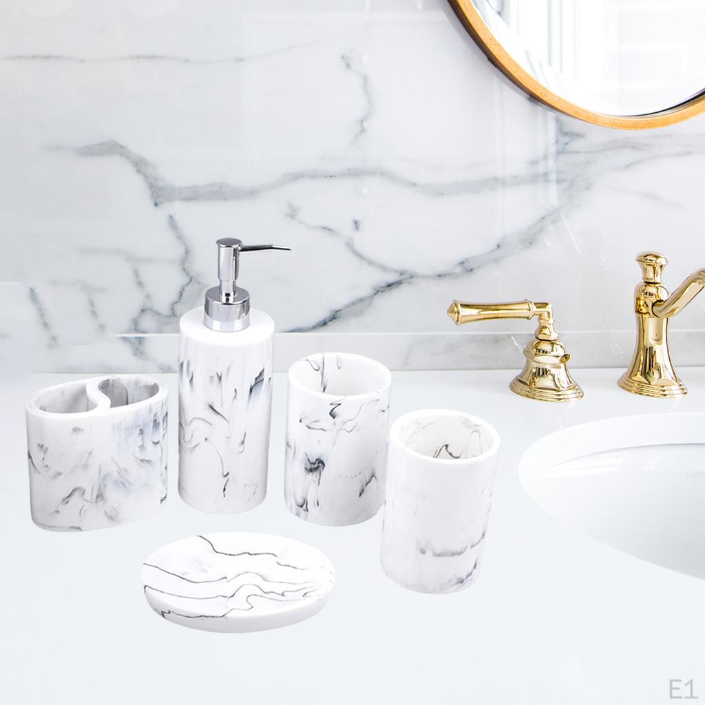 Bathroom Supplies Accessory Set 5-Piece Toothbrush Holder Dispenser