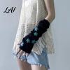 Dunkle Gothic Mode Handschuhe Sternenstrick Armstulpen Fingerlos für Damen Mädchen Lolita Alltag Ärmel Stil Gestreift Häkeln Cosplay Kostüm