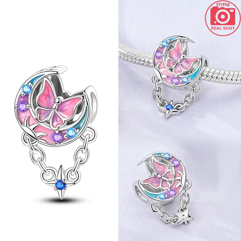 Fashion Copper Charms Beads Colorful Butterfly Sparkling Zircon Fit Qikaola Original Bracelets Diy Anniversary Jewelry