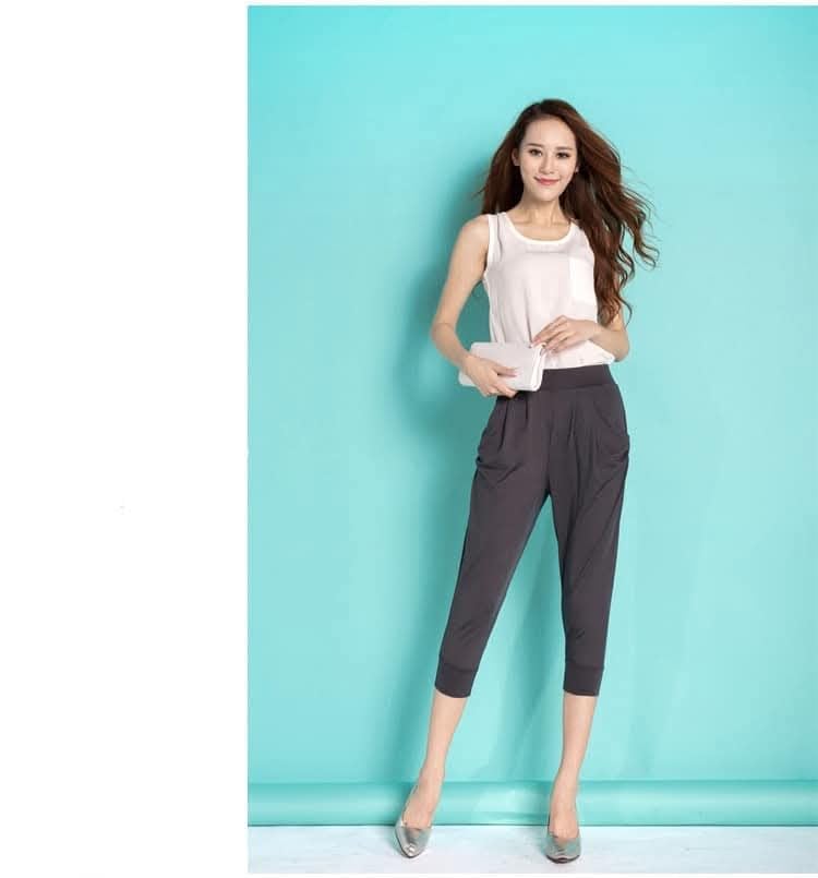 BlackCoco Sarouel Loose Elastic Dark Women's Pants, Fit, 3/4 Length, Stretchy, Comfortable, (JP, Alphabet, L, Standard, Gray) [Used]