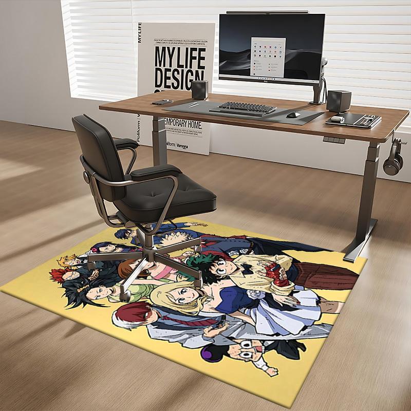 1pc My Hero Academia Office Chair Mat - Anti-Slip Carpet for Desk, Decorative Floor Covering with Cute Heroes Design, Home Office, Living Room, Bedroo