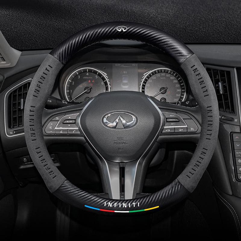 Infiniti Special Car Steering Wheel Cover - Genuine Leather, Suede, Carbon Fiber, Universal, Breathable, All-Season
