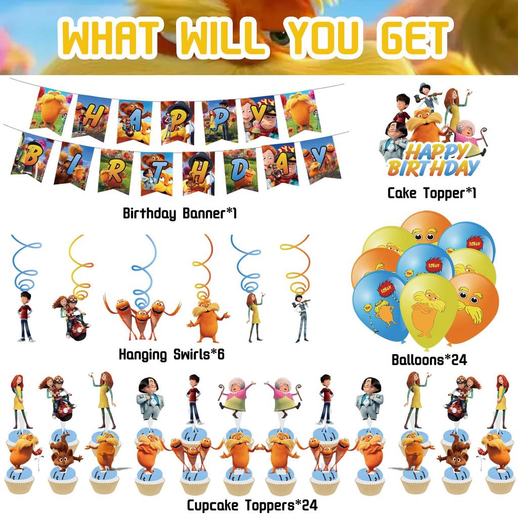 56 Pcs Cartoon Themed Party Decorations