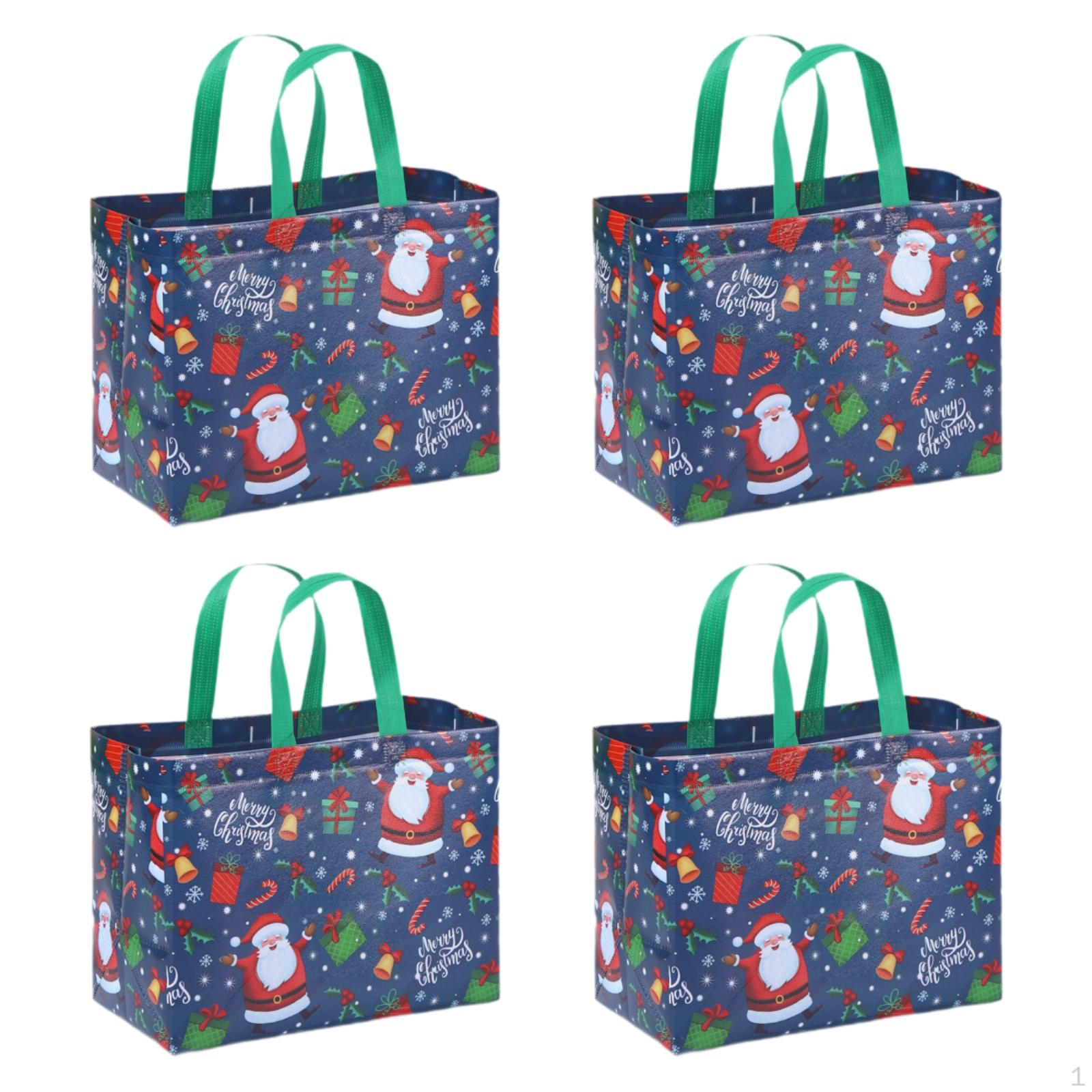 Набор из 4 рождественских подарочных пакетов, многофункциональные нетканые сумки-тоут для вечеринок Blue