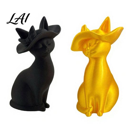 Cat Figurine 3D Printed Figurine Minimalist Modern Elegant Sculpture Vintage Inspired Decor Small Collectible Animal Statue for Shelf Desk Sculpture