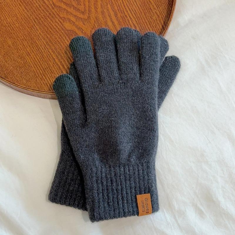 Men's Gloves Solid Color Knitted Wool Gloves Are Cold-proof and Warm In Autumn and Winter, and Can Be Simple and Versatile with Five Fingers