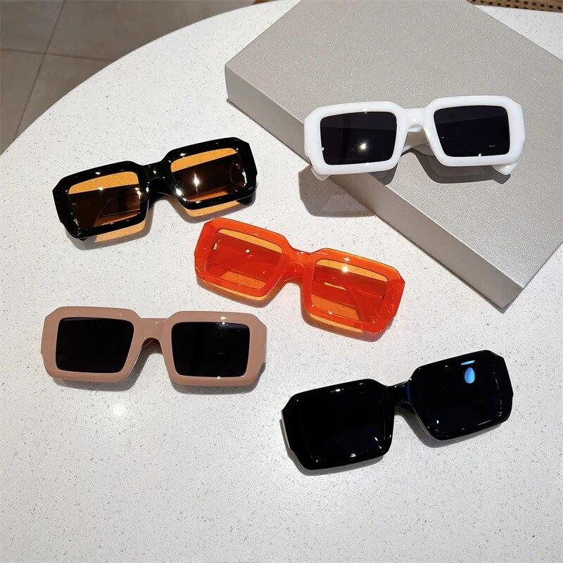 Retro Small Rectangle Punk Sunglasses for Women Fashion Vintage Men Traveling Ins Brand Design Trends Shades Eyewear