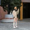 1/64 Girl Figure, Hand Painted Figurine Desktop Ornament, Train Railway Layout Decoration, S Gauge